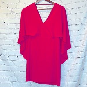 Halston Heritage Fuchsia Pink Cocktail Cape Dress Size 4 Excellent Condition